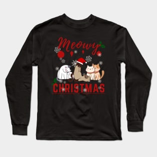 Meowy Christmas the funny merry Christmas concept for cat lover Long Sleeve T-Shirt